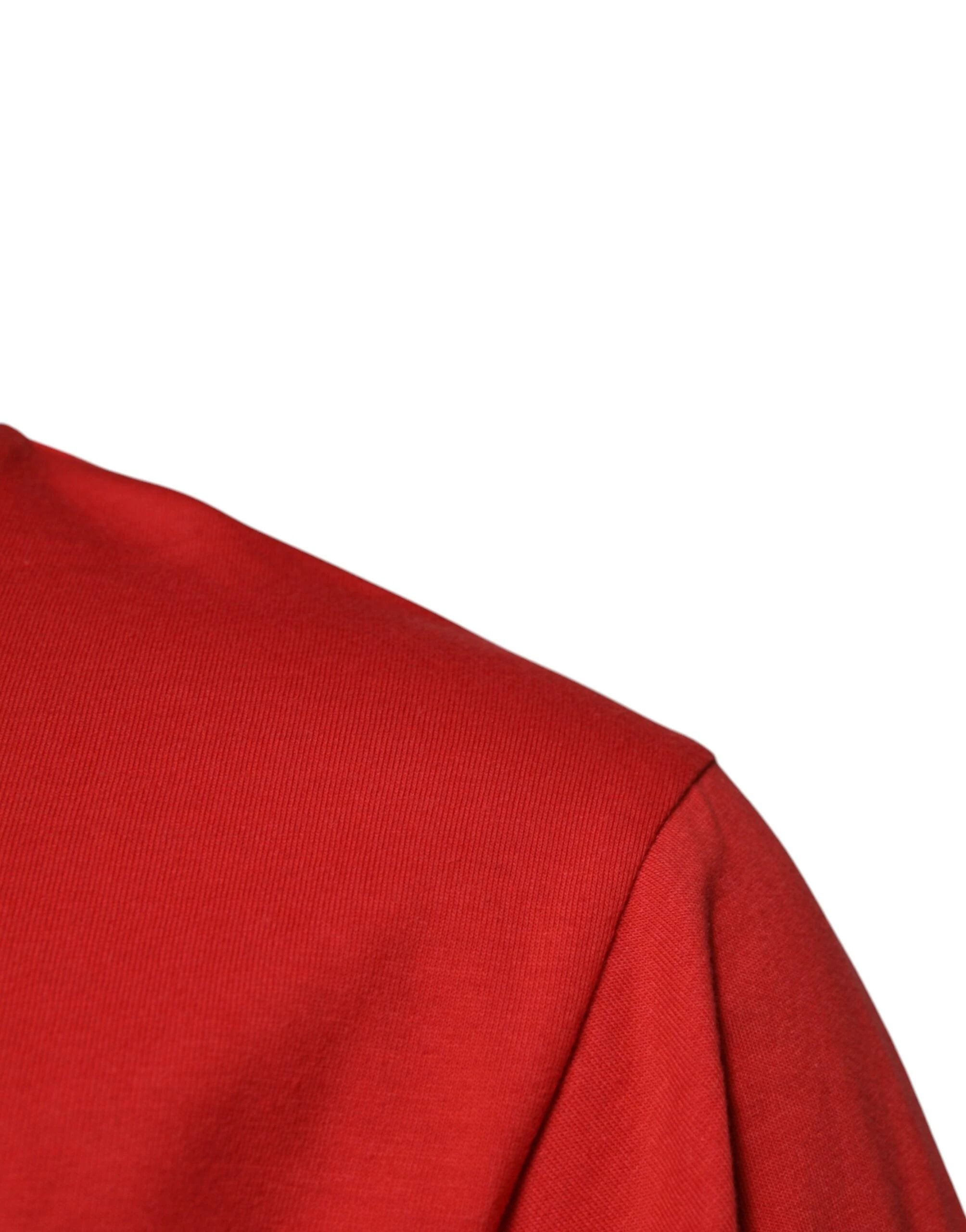 Dolce & Gabbana Red DG Logo Patch Cotton Crew Neck T-shirt by Dolce & Gabbana