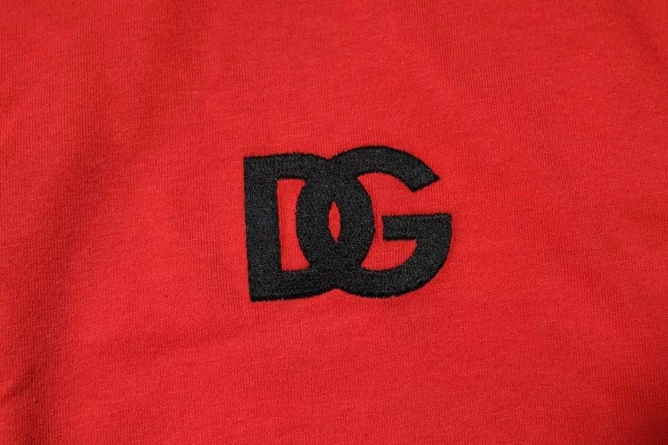 Dolce & Gabbana Red DG Logo Patch Cotton Crew Neck T-shirt by Dolce & Gabbana