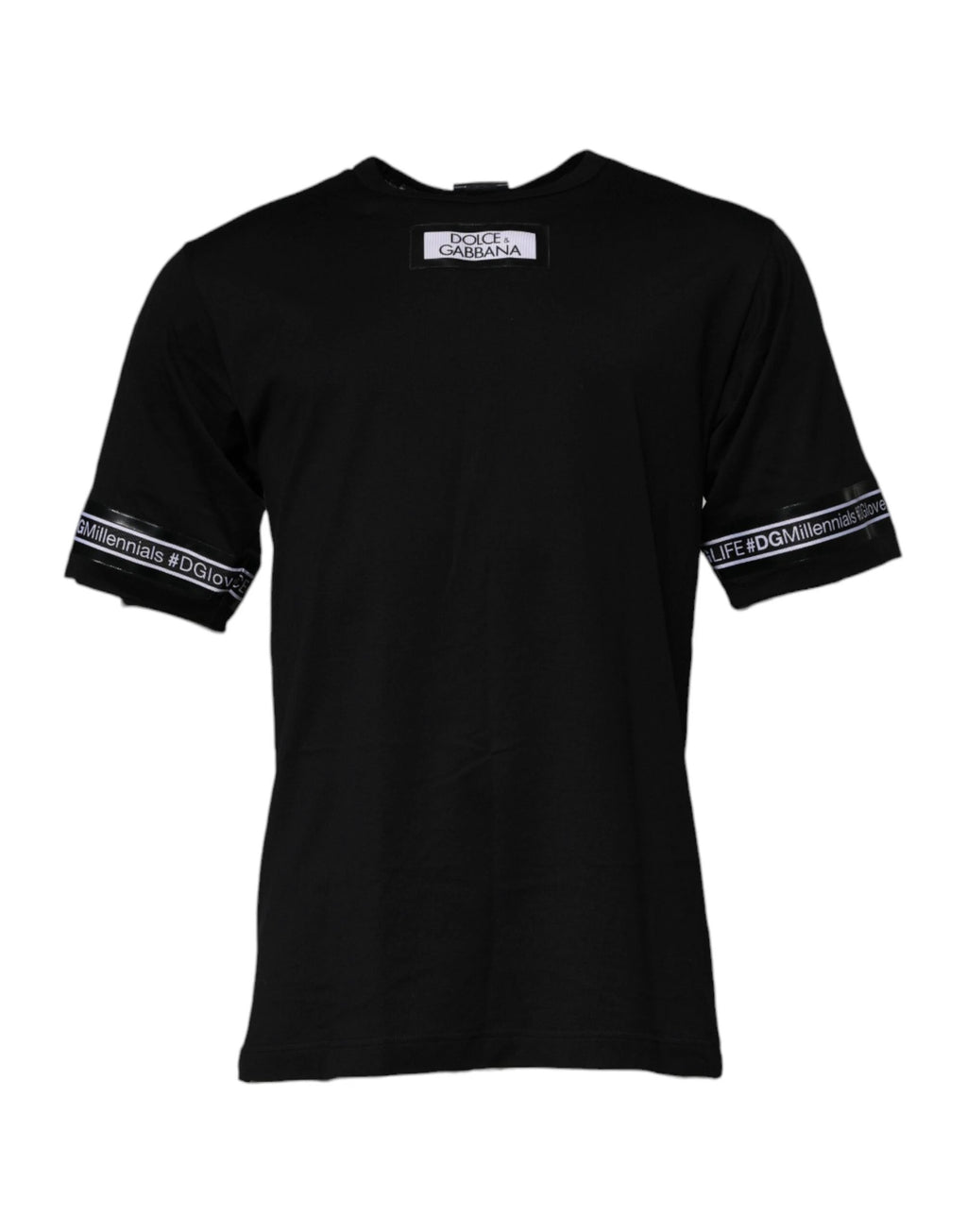 Dolce & Gabbana Black #DGMILLENNIALS Cotton Crew Neck T-shirt by Dolce & Gabbana