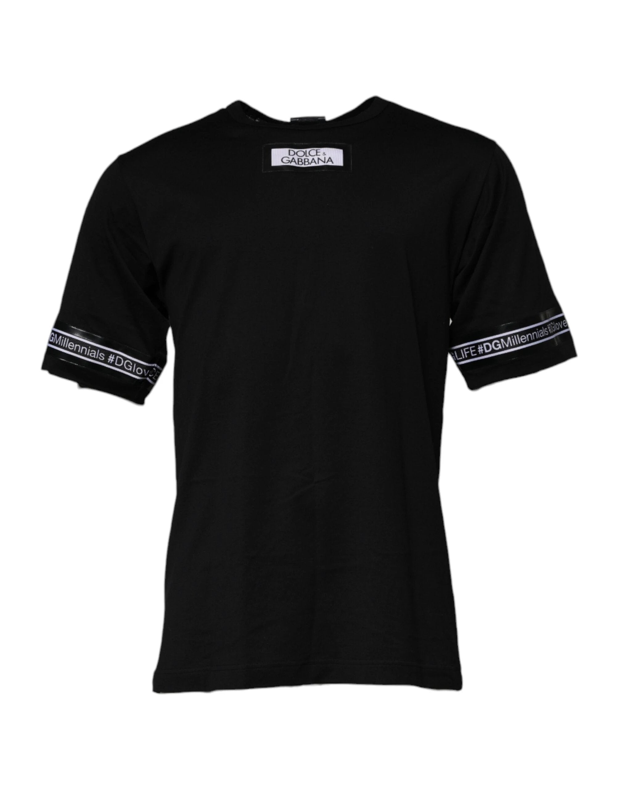 Dolce & Gabbana Black #DGMILLENNIALS Cotton Crew Neck T-shirt by Dolce & Gabbana