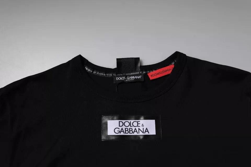 Dolce & Gabbana Black #DGMILLENNIALS Cotton Crew Neck T-shirt by Dolce & Gabbana