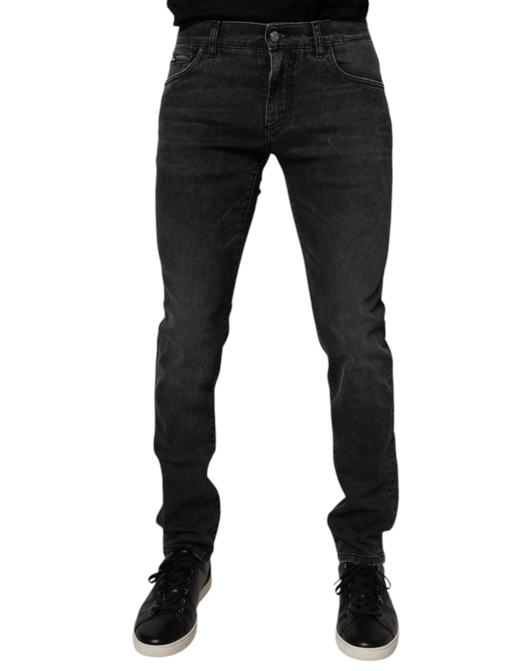 Dolce & Gabbana Black Cotton Stretch Skinny Men Denim Jeans by Dolce & Gabbana