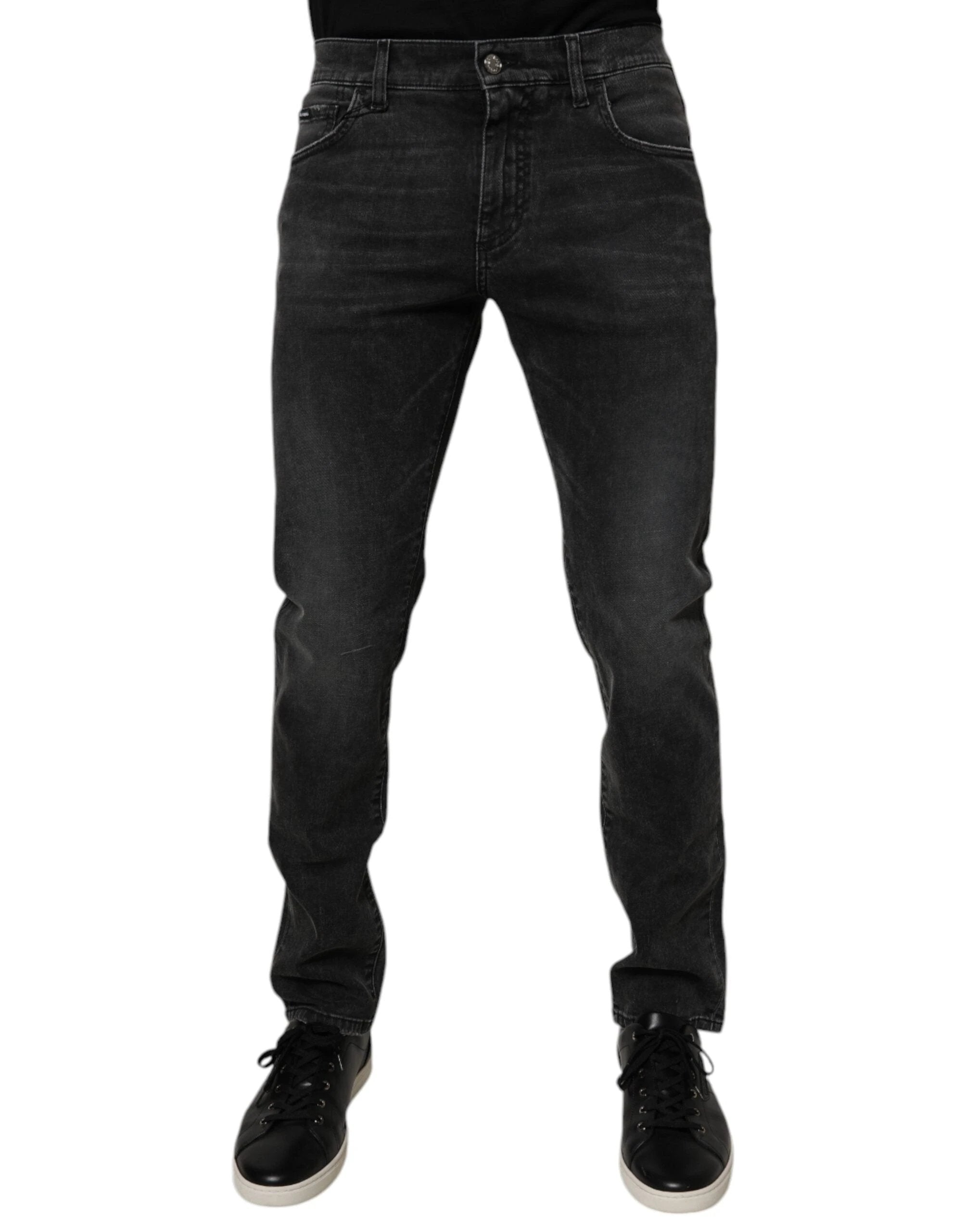 Dolce & Gabbana Black Cotton Stretch Skinny Men Denim Jeans by Dolce & Gabbana