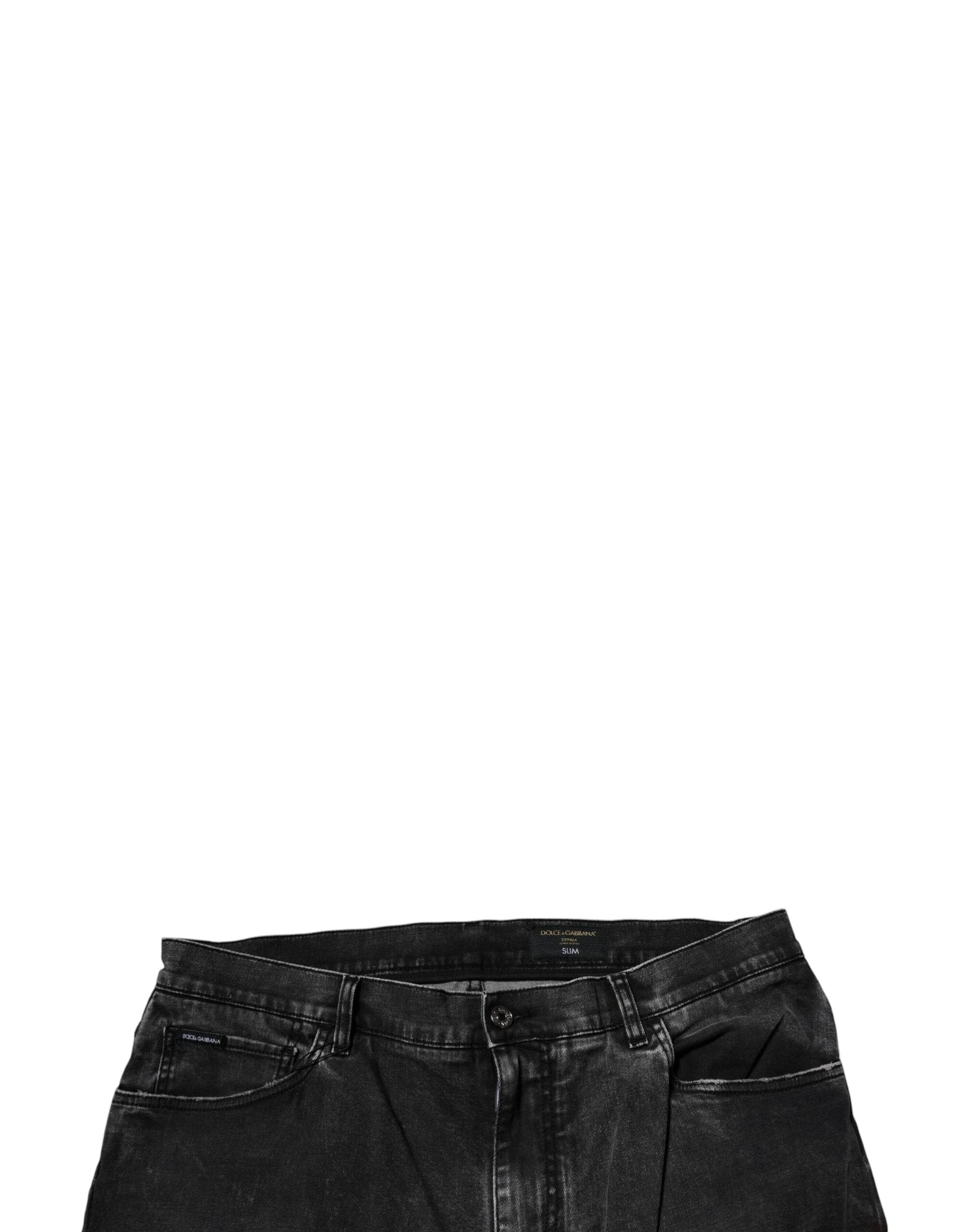 Dolce & Gabbana Black Cotton Stretch Skinny Men Denim Jeans by Dolce & Gabbana