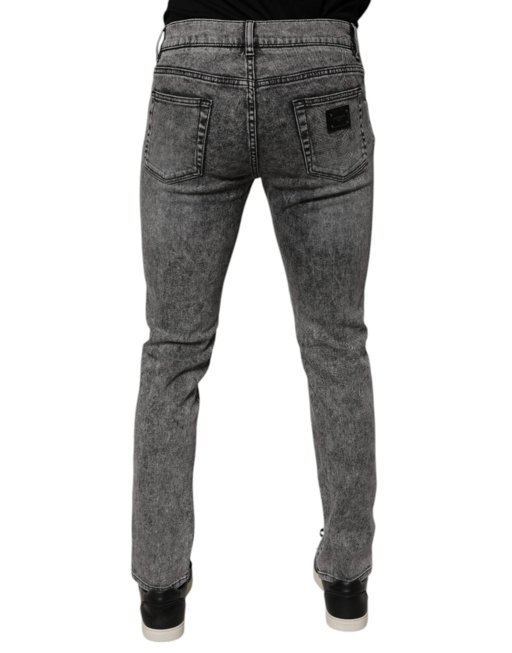 Dolce & Gabbana Dark Gray Washed Cotton Slim Fit Denim Jeans by Dolce & Gabbana