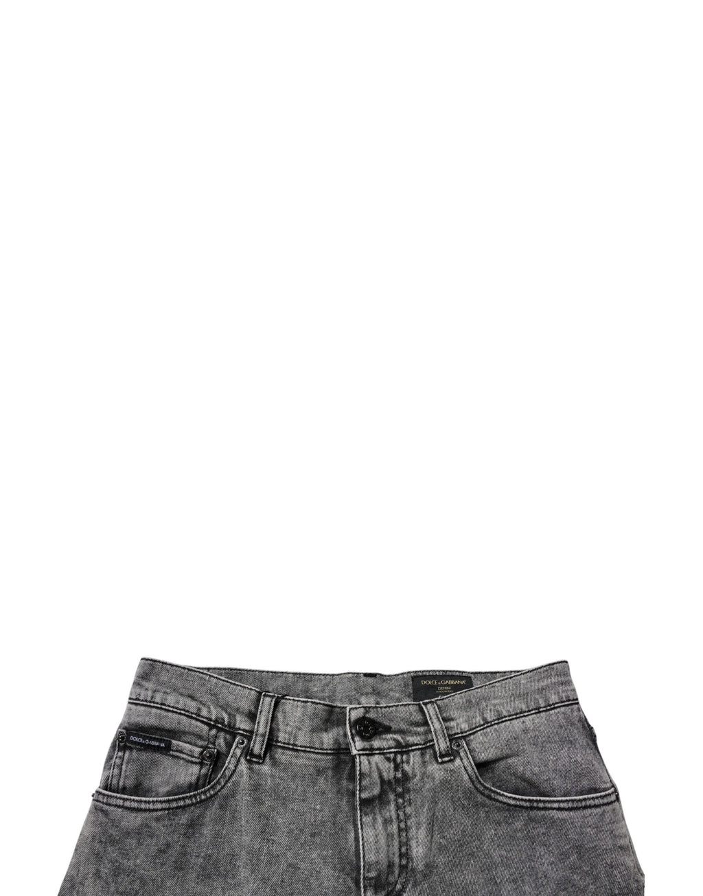 Dolce & Gabbana Dark Gray Washed Cotton Slim Fit Denim Jeans by Dolce & Gabbana