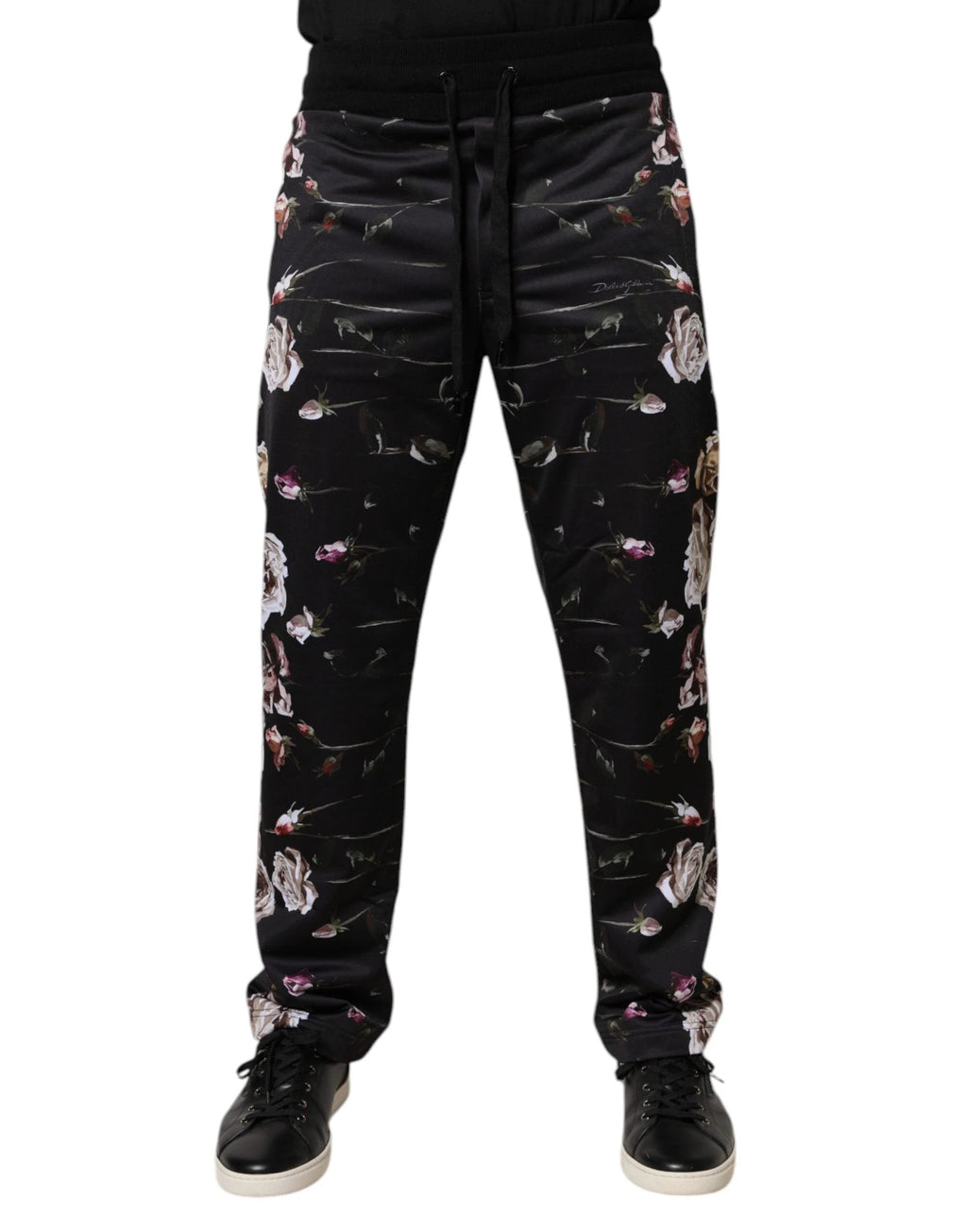 Dolce & Gabbana Black Floral Polyester Jogger Pants by Dolce & Gabbana