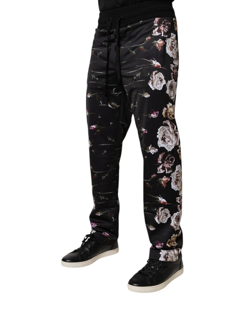 Dolce & Gabbana Black Floral Polyester Jogger Pants by Dolce & Gabbana