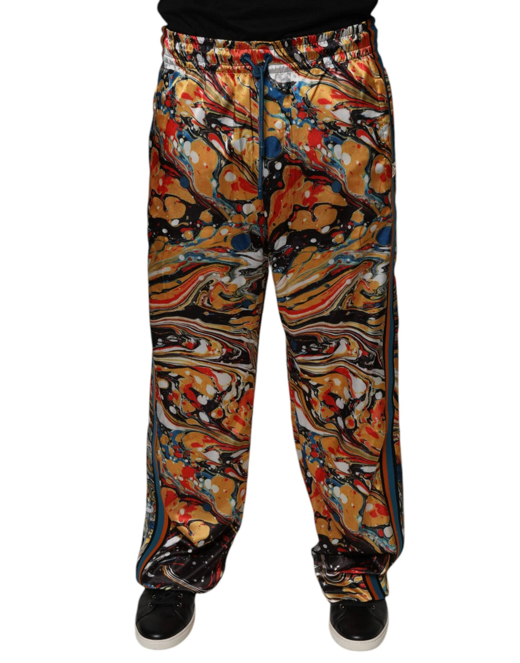 Dolce & Gabbana Multicolor Marble Satin Men Tracksuit Pants by Dolce & Gabbana