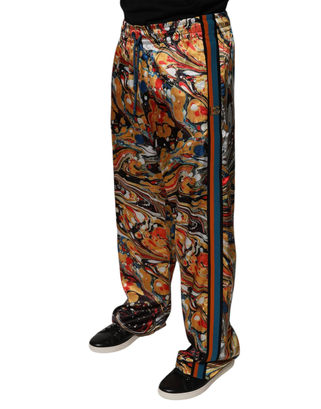 Dolce & Gabbana Multicolor Marble Satin Men Tracksuit Pants by Dolce & Gabbana