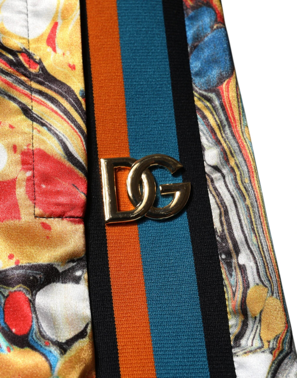 Dolce & Gabbana Multicolor Marble Satin Men Tracksuit Pants by Dolce & Gabbana