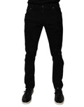 Dolce & Gabbana Black Tattered Cotton Skinny Men Denim Jeans by Dolce & Gabbana