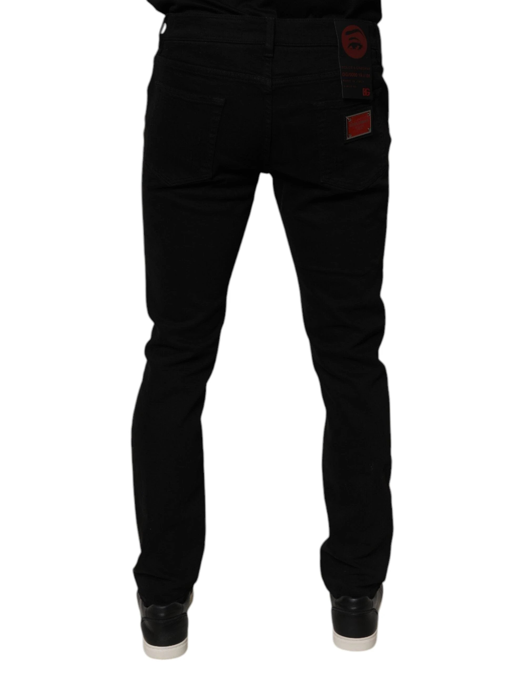 Dolce & Gabbana Black Tattered Cotton Skinny Men Denim Jeans by Dolce & Gabbana