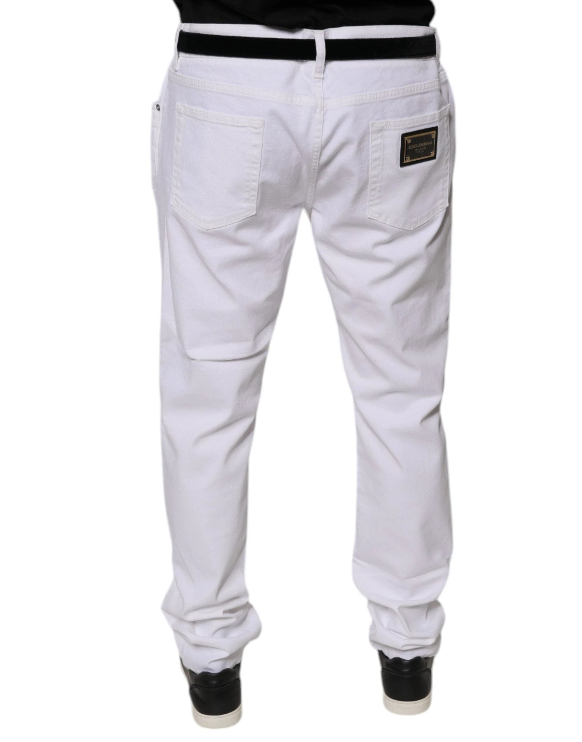 Dolce & Gabbana White Cotton Stretch Skinny Men Denim Jeans by Dolce & Gabbana