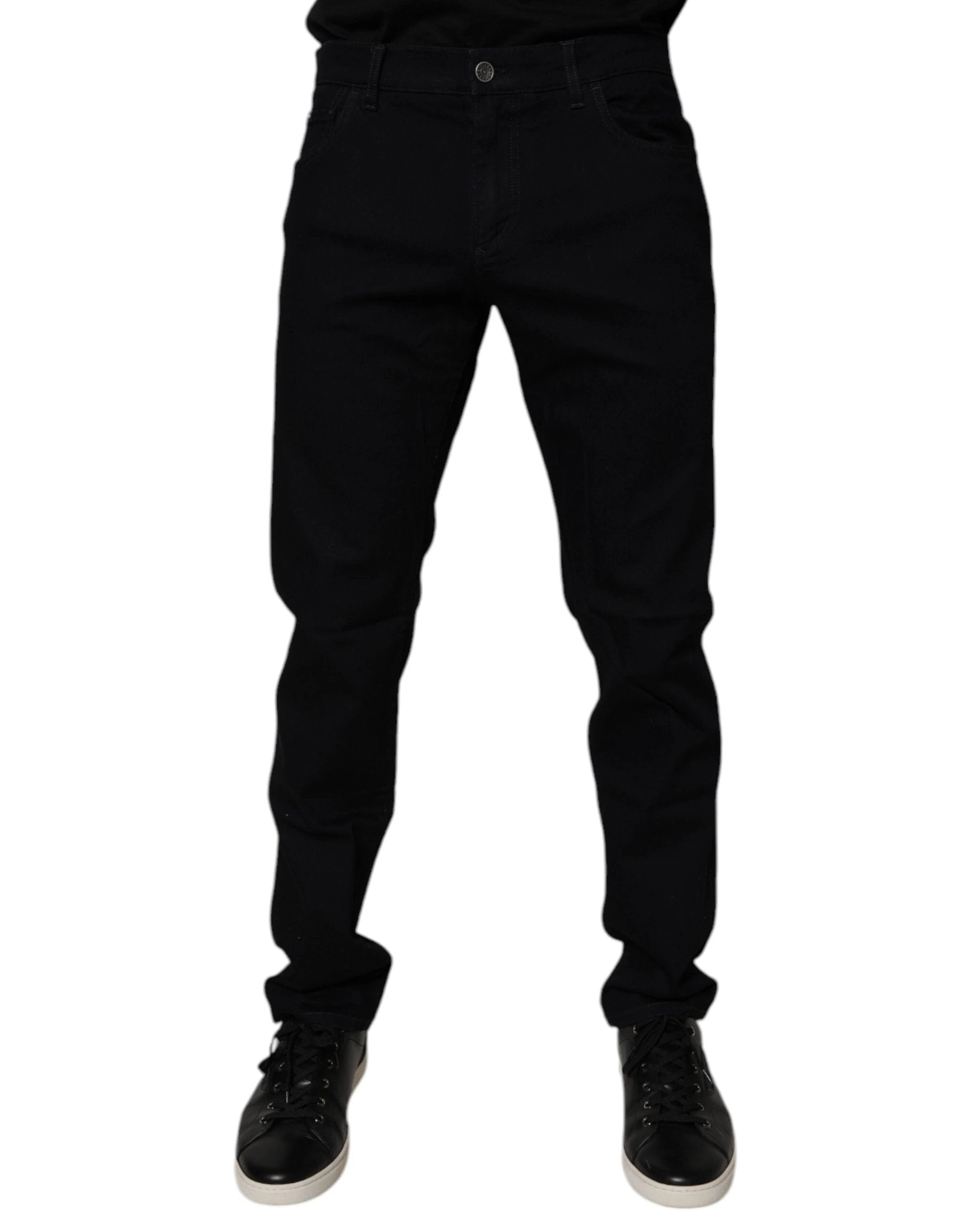 Dolce & Gabbana Black Cotton Stretch Slim Fit Men Denim Jeans by Dolce & Gabbana