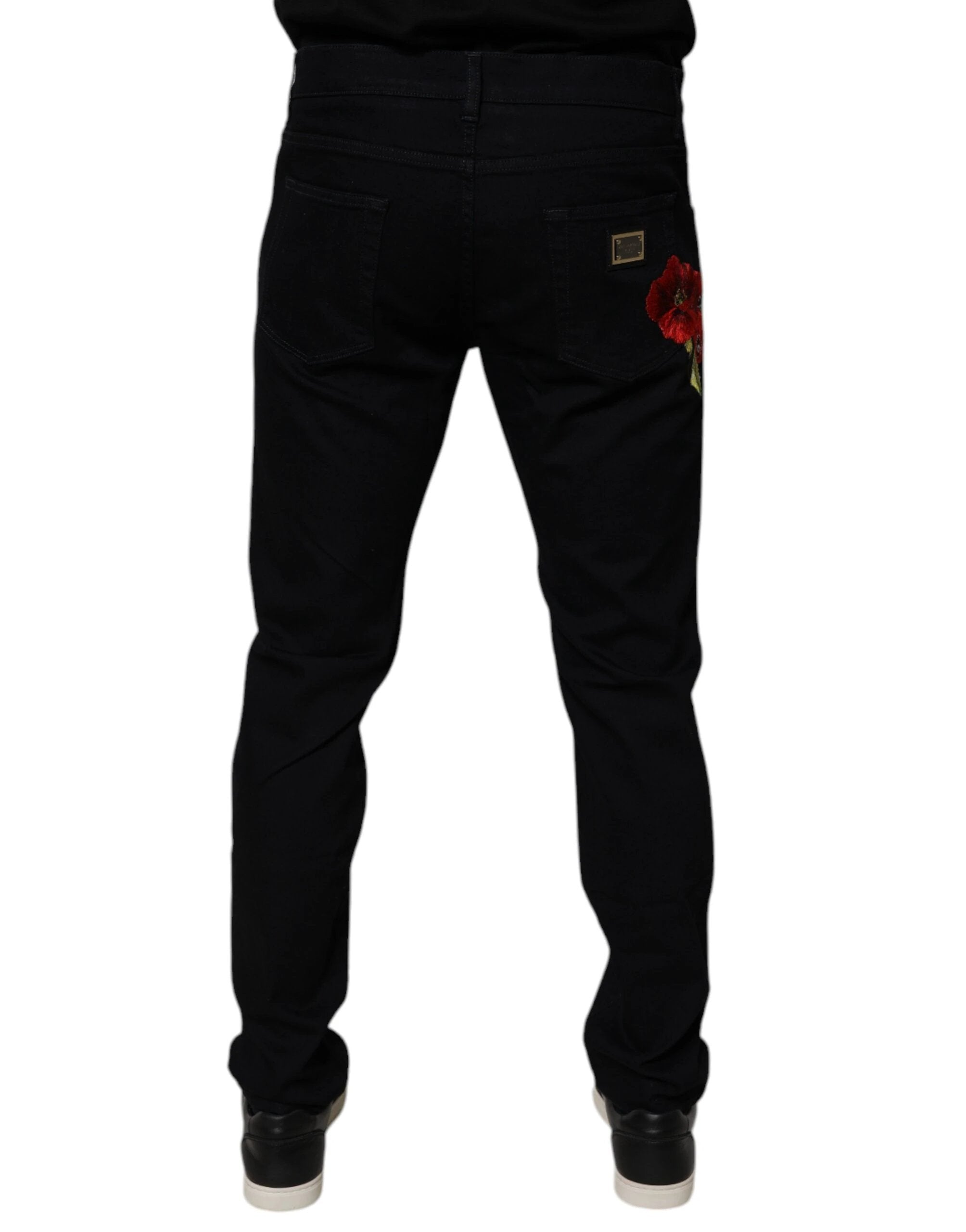 Dolce & Gabbana Black Cotton Stretch Slim Fit Men Denim Jeans by Dolce & Gabbana