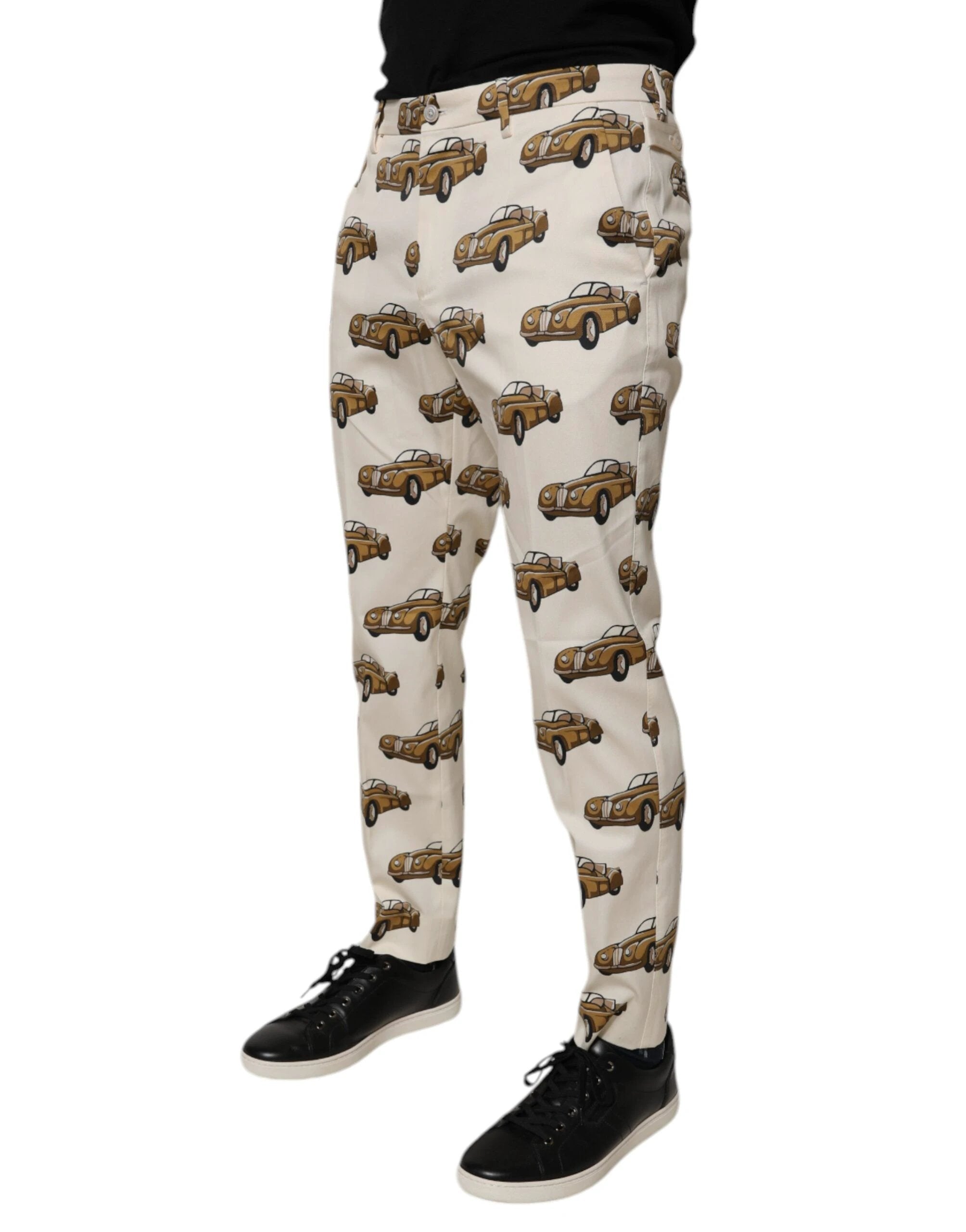 Dolce & Gabbana Off White Cars Cotton Skinny Men Denim Jeans by Dolce & Gabbana