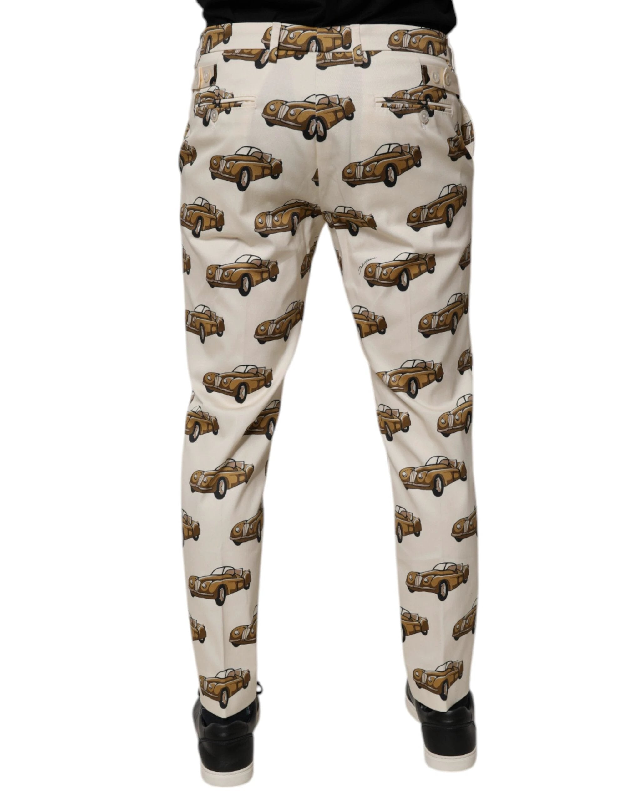 Dolce & Gabbana Off White Cars Cotton Skinny Men Denim Jeans by Dolce & Gabbana