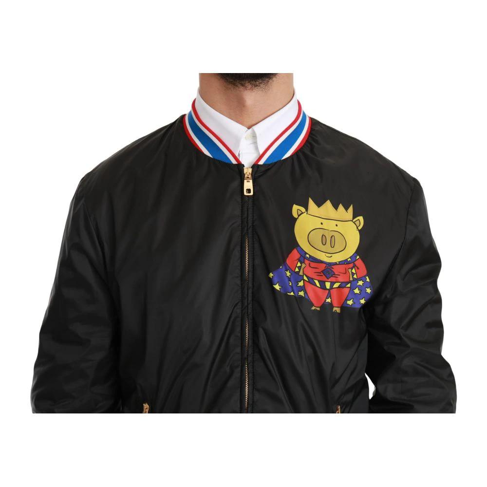 Dolce & Gabbana Black Polyester Bomber by Dolce & Gabbana