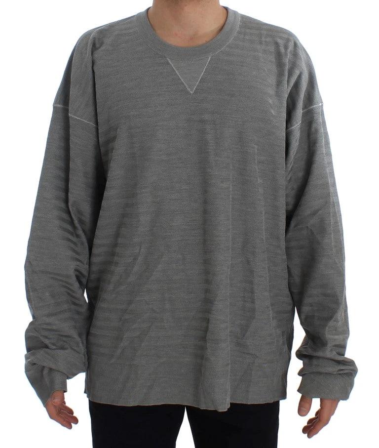 Dolce & Gabbana Gray Crewneck Pullover Silk Sweater by Dolce & Gabbana