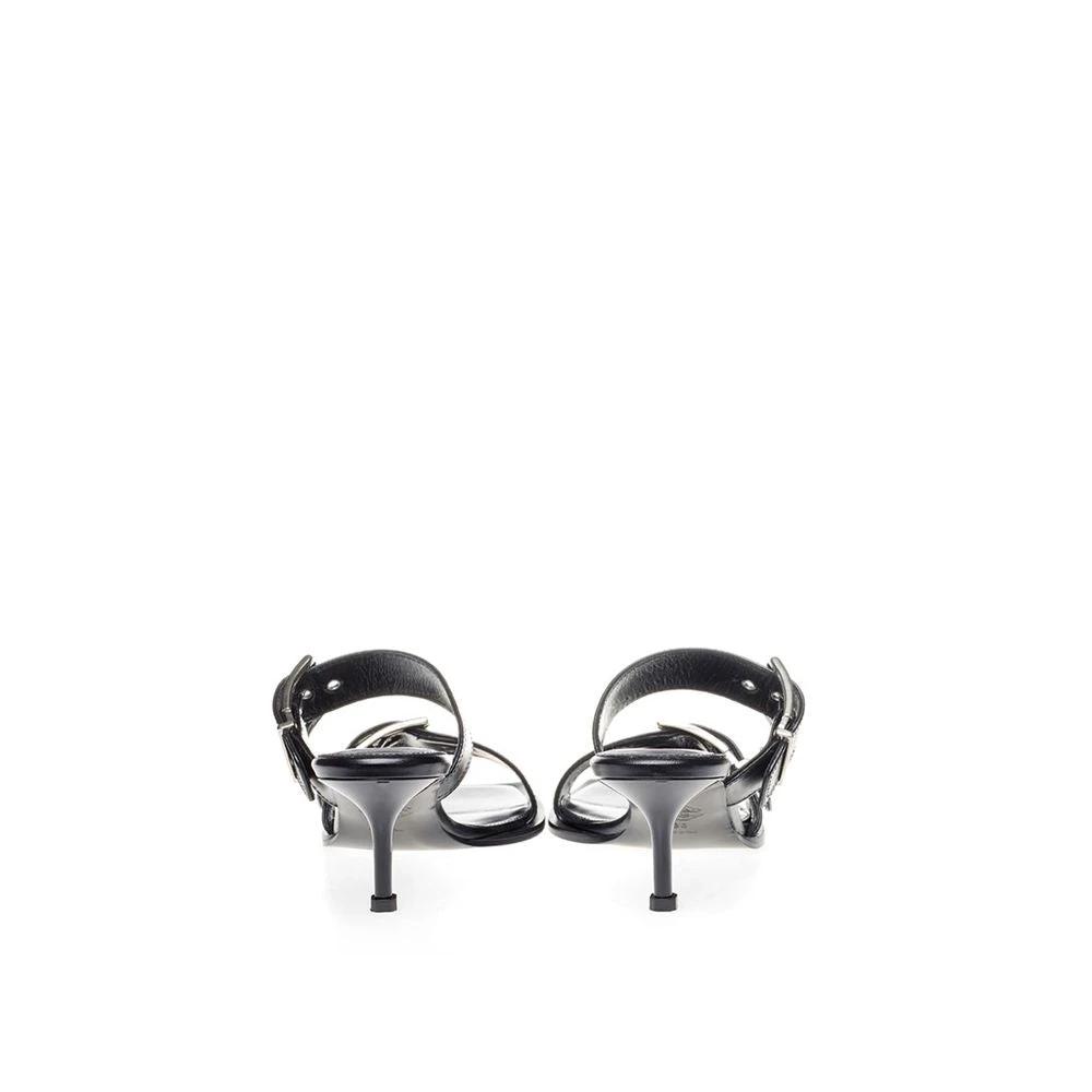 Alexander McQueen Black Leather Stiletto Heel Sandals by Alexander McQueen