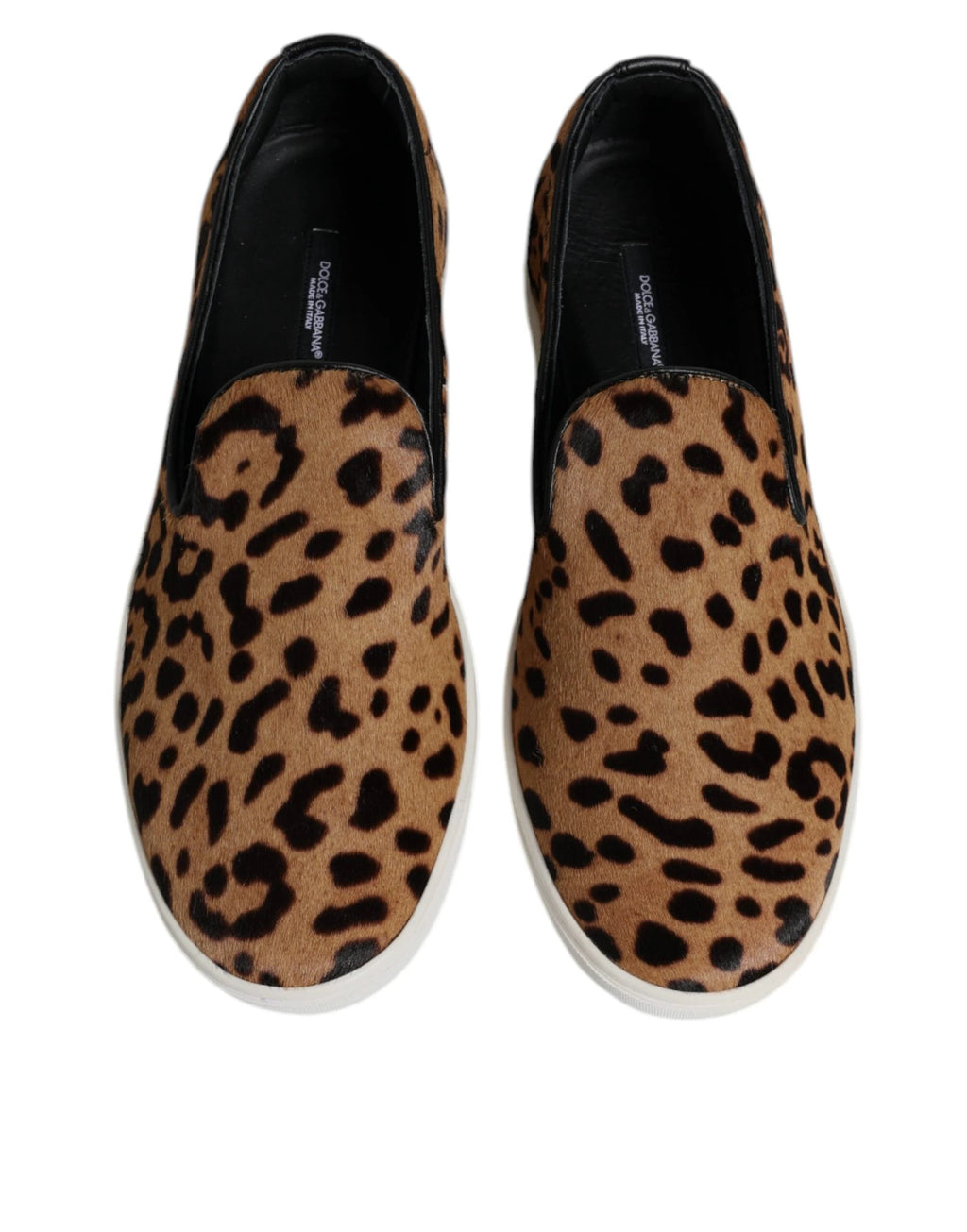 Dolce & Gabbana Brown Calfskin Fur Leopard Sneakers Shoes by Dolce & Gabbana