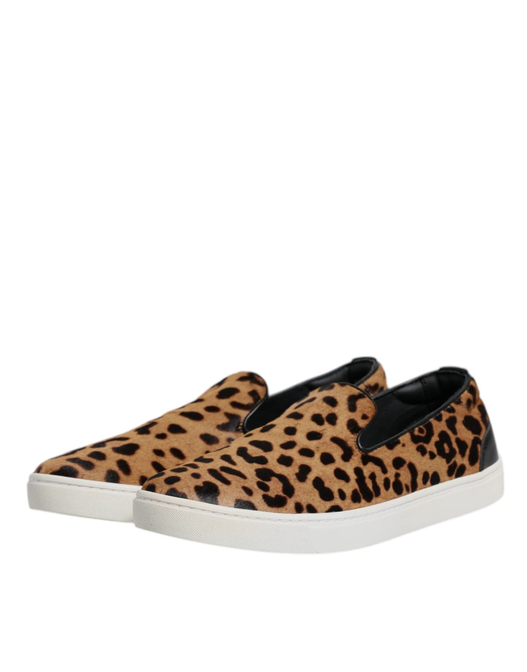 Dolce & Gabbana Brown Calfskin Fur Leopard Sneakers Shoes by Dolce & Gabbana