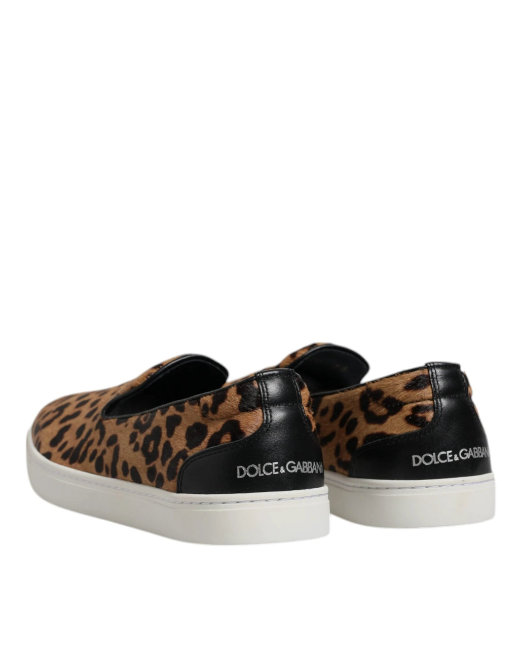 Dolce & Gabbana Brown Calfskin Fur Leopard Sneakers Shoes by Dolce & Gabbana