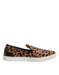 Dolce & Gabbana Brown Calfskin Fur Leopard Sneakers Shoes by Dolce & Gabbana
