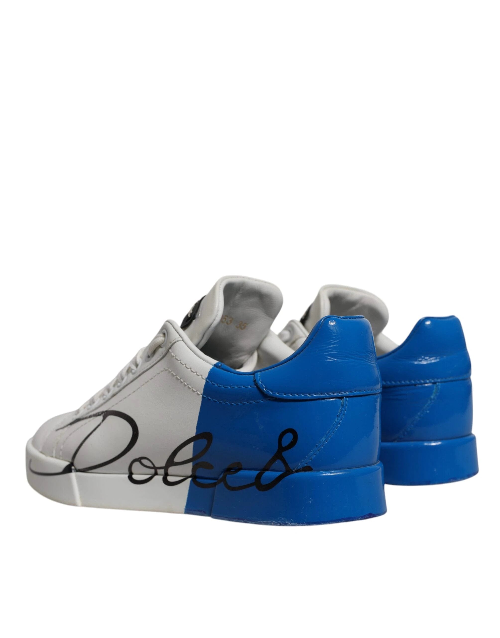 Dolce & Gabbana White Blue Logo Portofino Sneakers Shoes by Dolce & Gabbana