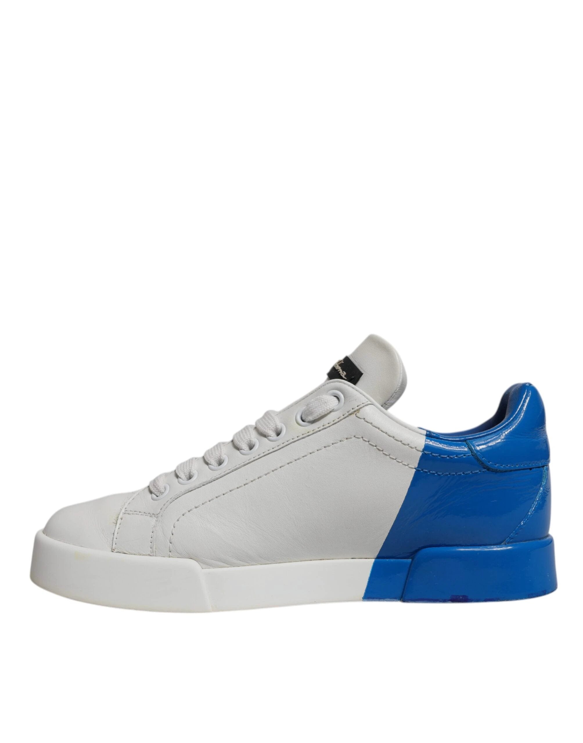 Dolce & Gabbana White Blue Logo Portofino Sneakers Shoes by Dolce & Gabbana