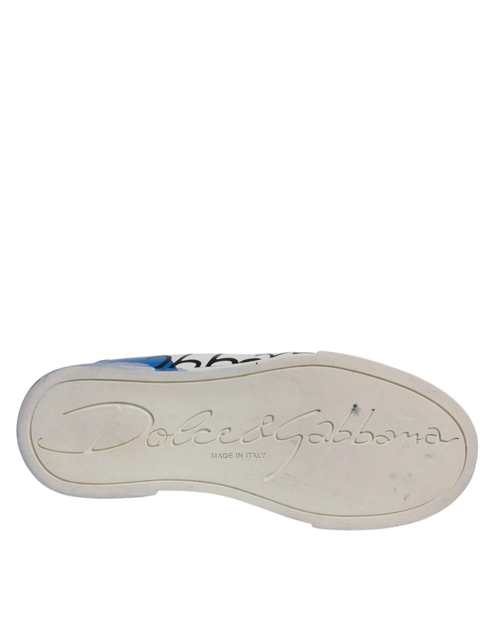 Dolce & Gabbana White Blue Logo Portofino Sneakers Shoes by Dolce & Gabbana