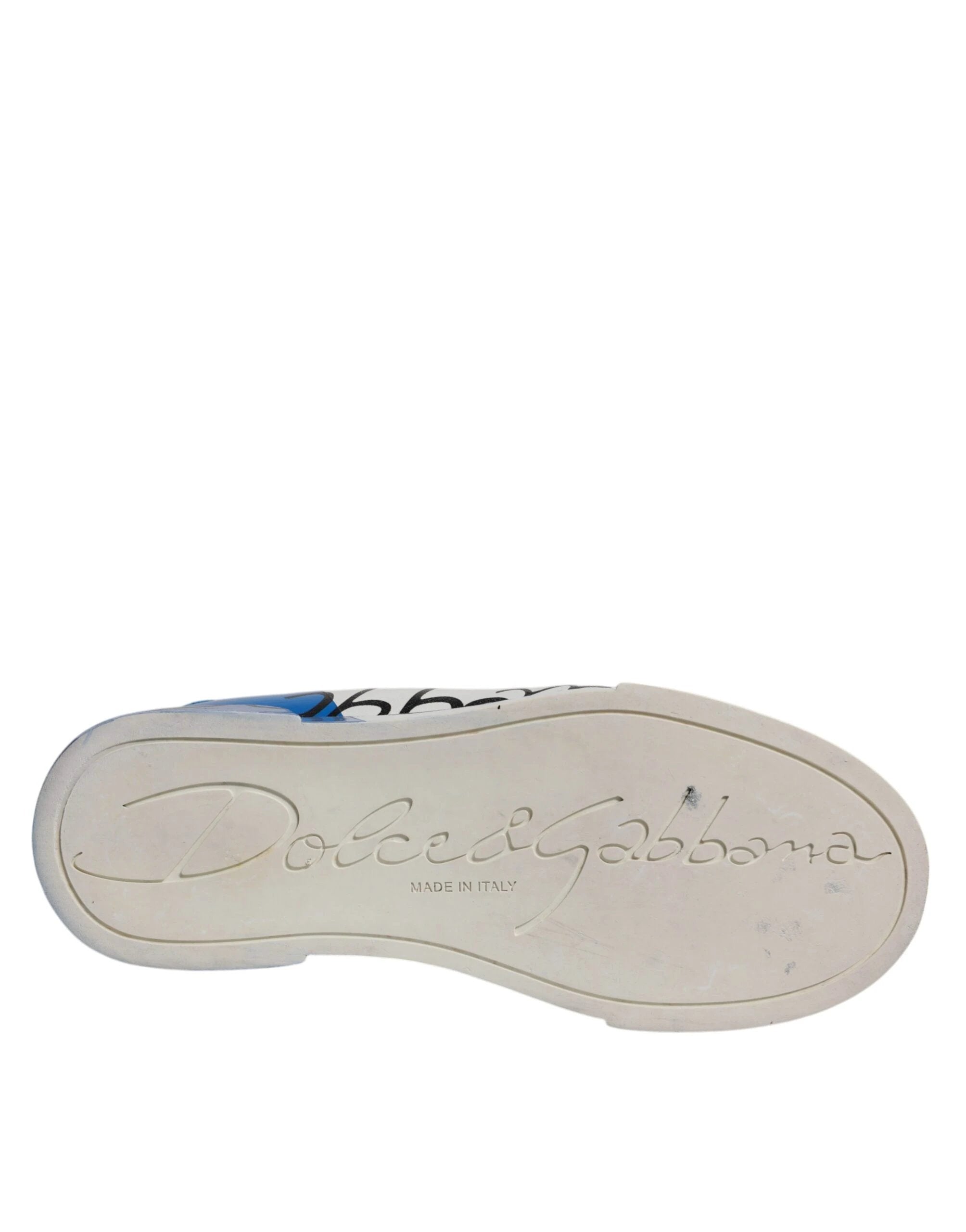 Dolce & Gabbana White Blue Logo Portofino Sneakers Shoes by Dolce & Gabbana