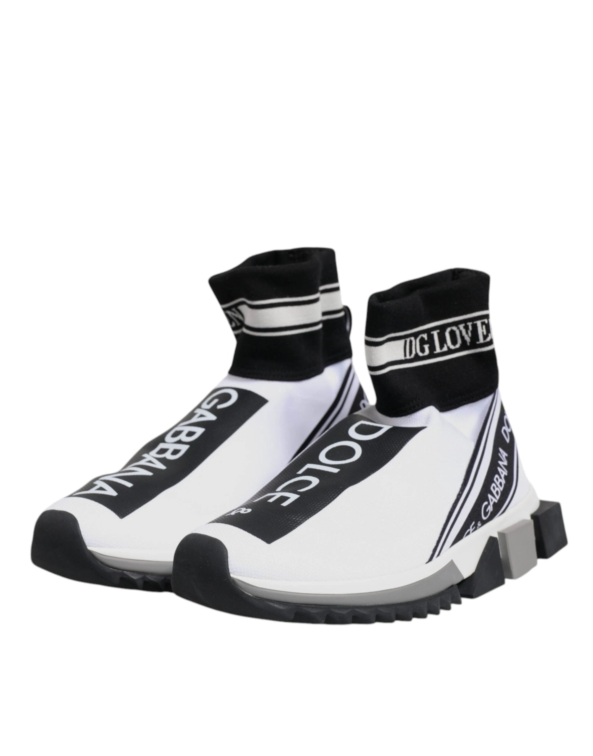 Dolce & Gabbana White Black Sorrento Socks Sneakers Shoes by Dolce & Gabbana