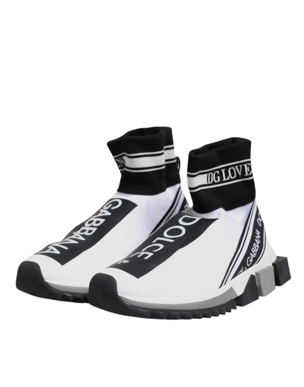 Dolce & Gabbana White Black Sorrento Socks Sneakers Shoes by Dolce & Gabbana