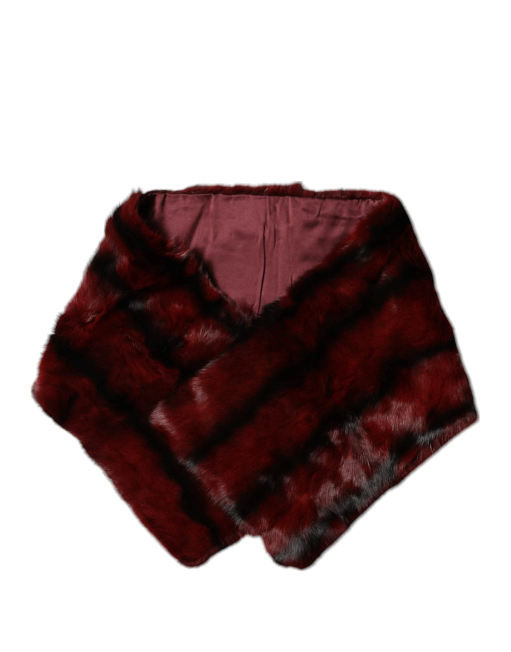 Dolce &amp; Gabbana Châle en fourrure à rayures noires et rouges, écharpe tour de cou