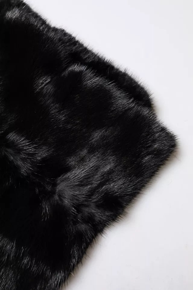Châle en fourrure noire Dolce &amp; Gabbana, cache-cou, écharpe