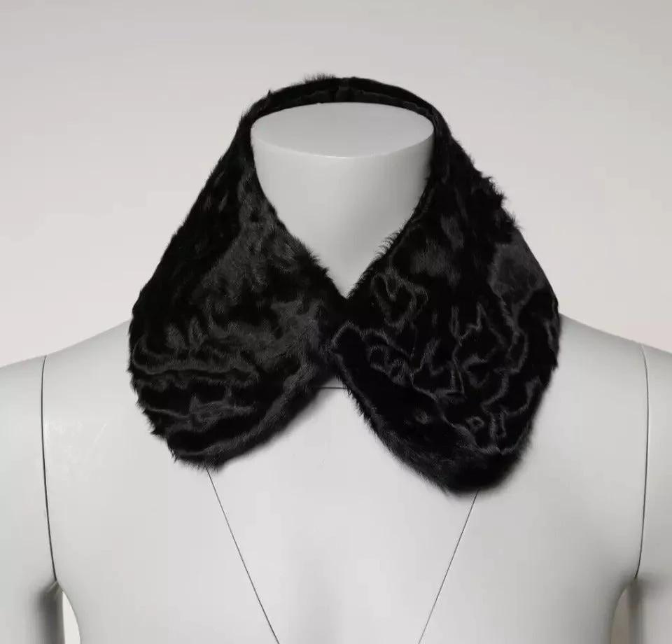 Dolce & Gabbana Black Lamb Fur Collar Women Neck Wrap Scarf by Dolce & Gabbana