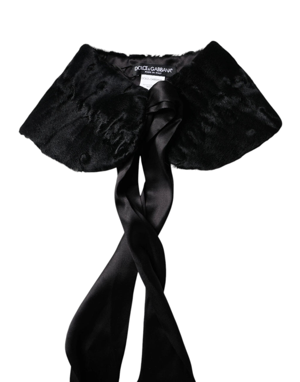 Dolce &amp; Gabbana Cache-cou en fourrure d'agneau noire pour femme, écharpe d'hiver