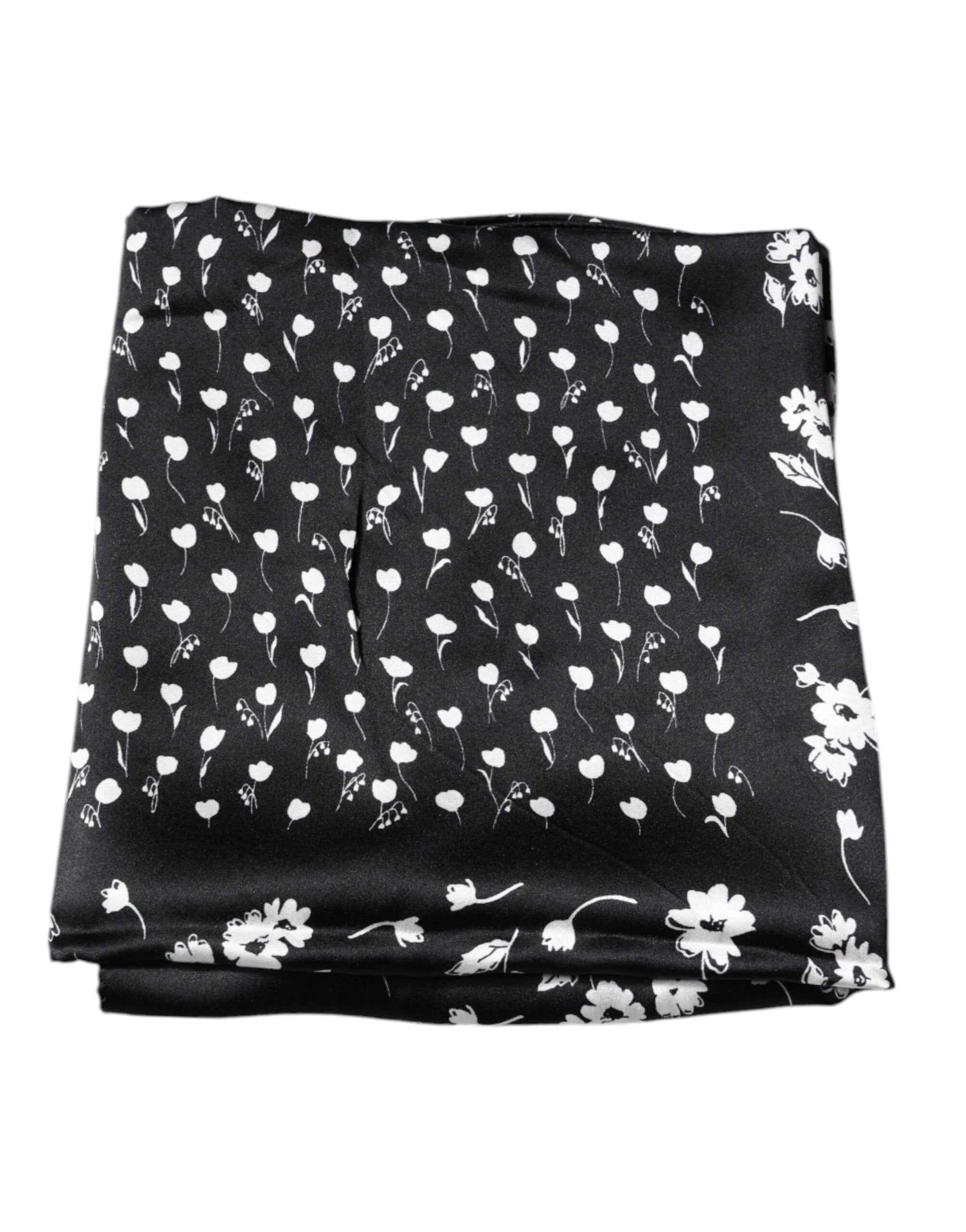 Dolce & Gabbana Black Floral Silk Square Wrap Shawl Scarf by Dolce & Gabbana