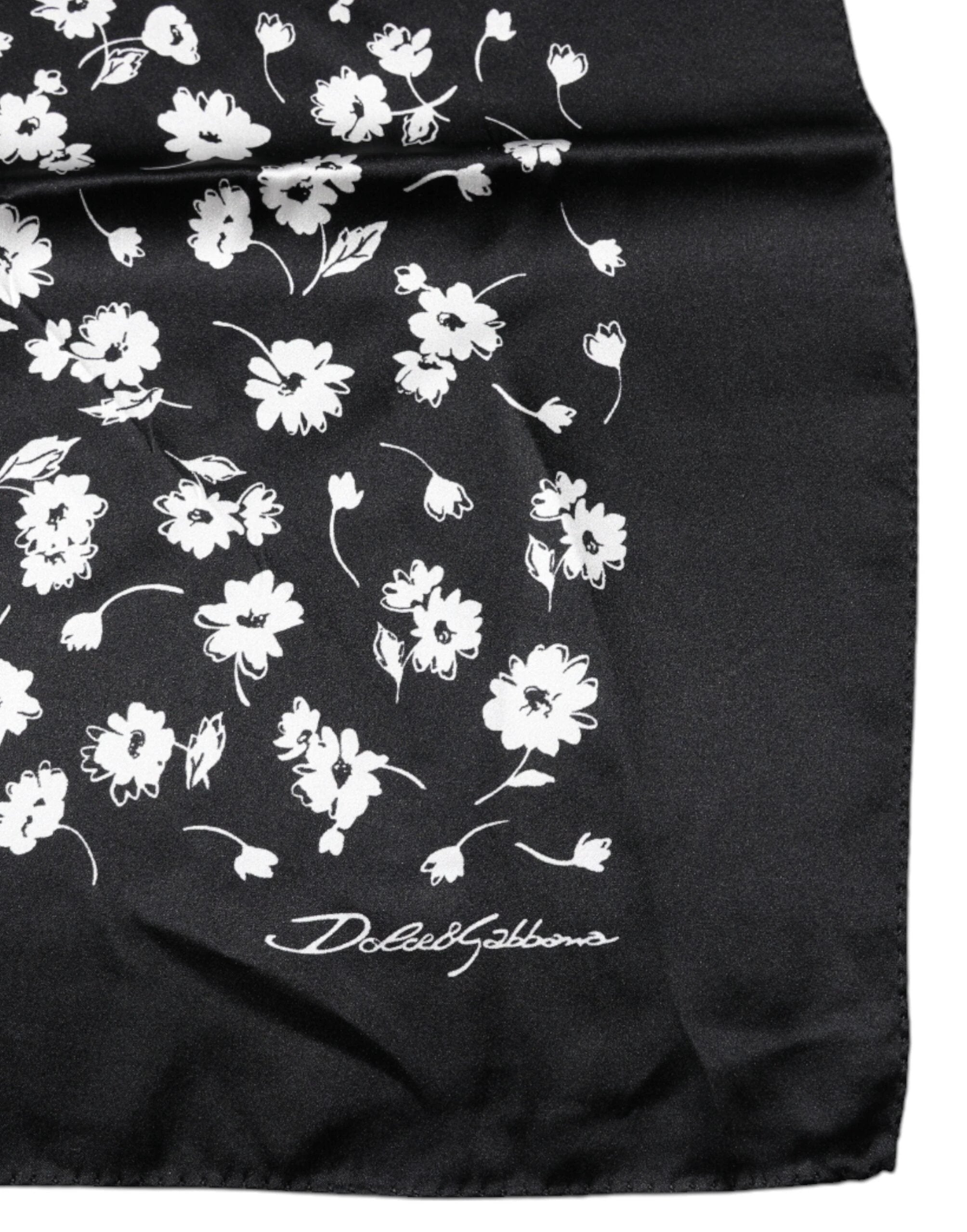 Dolce & Gabbana Black Floral Silk Square Wrap Shawl Scarf by Dolce & Gabbana