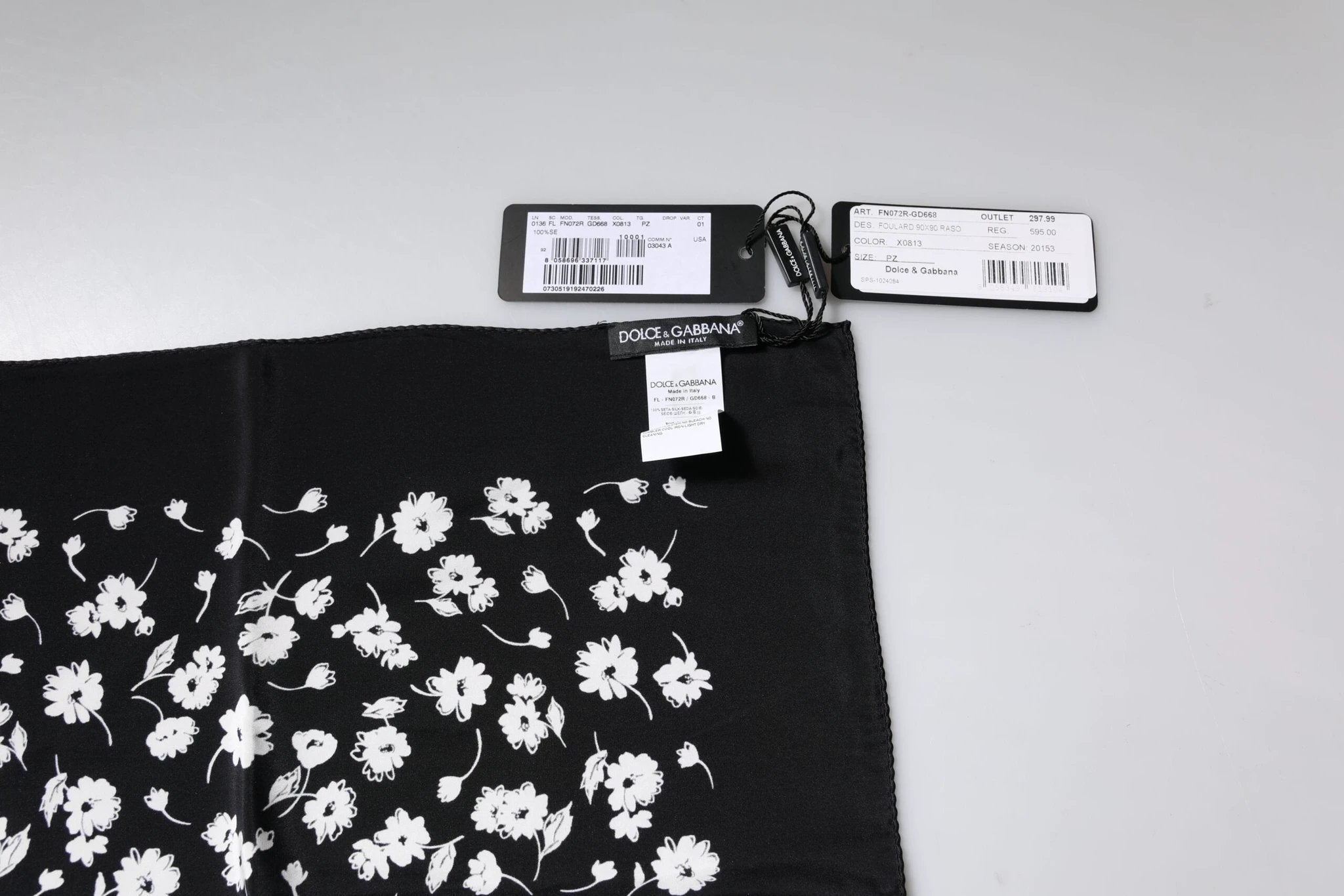 Dolce & Gabbana Black Floral Silk Square Wrap Shawl Scarf by Dolce & Gabbana