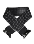 Dolce & Gabbana Black White Polka Dotted Silk Skinny Fringes Scarf by Dolce & Gabbana