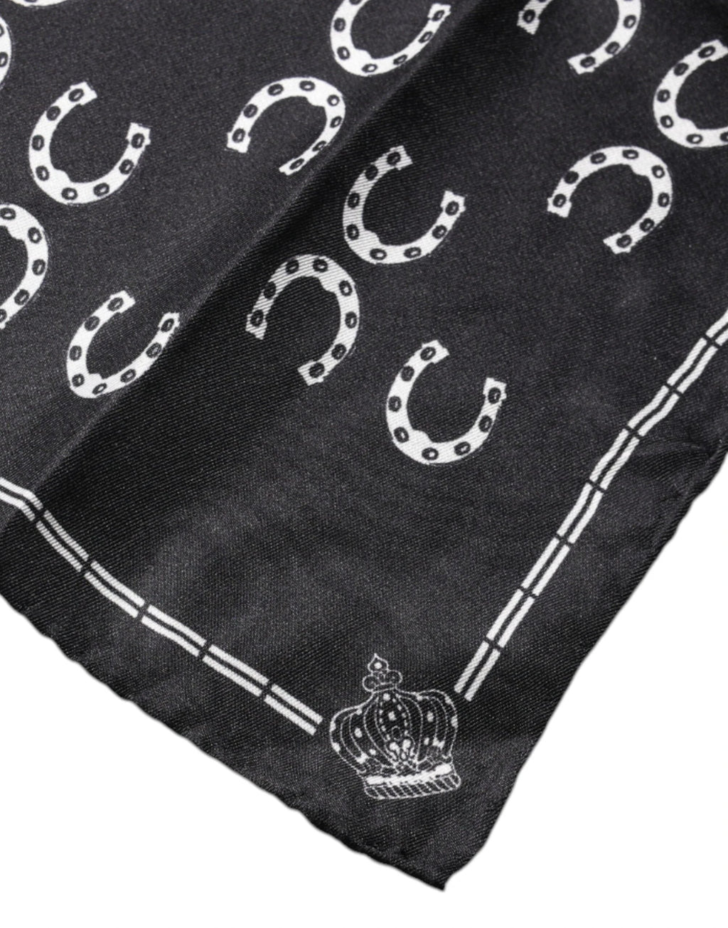 Dolce & Gabbana Black Horseshoe Silk Square Handkerchief Scarf by Dolce & Gabbana