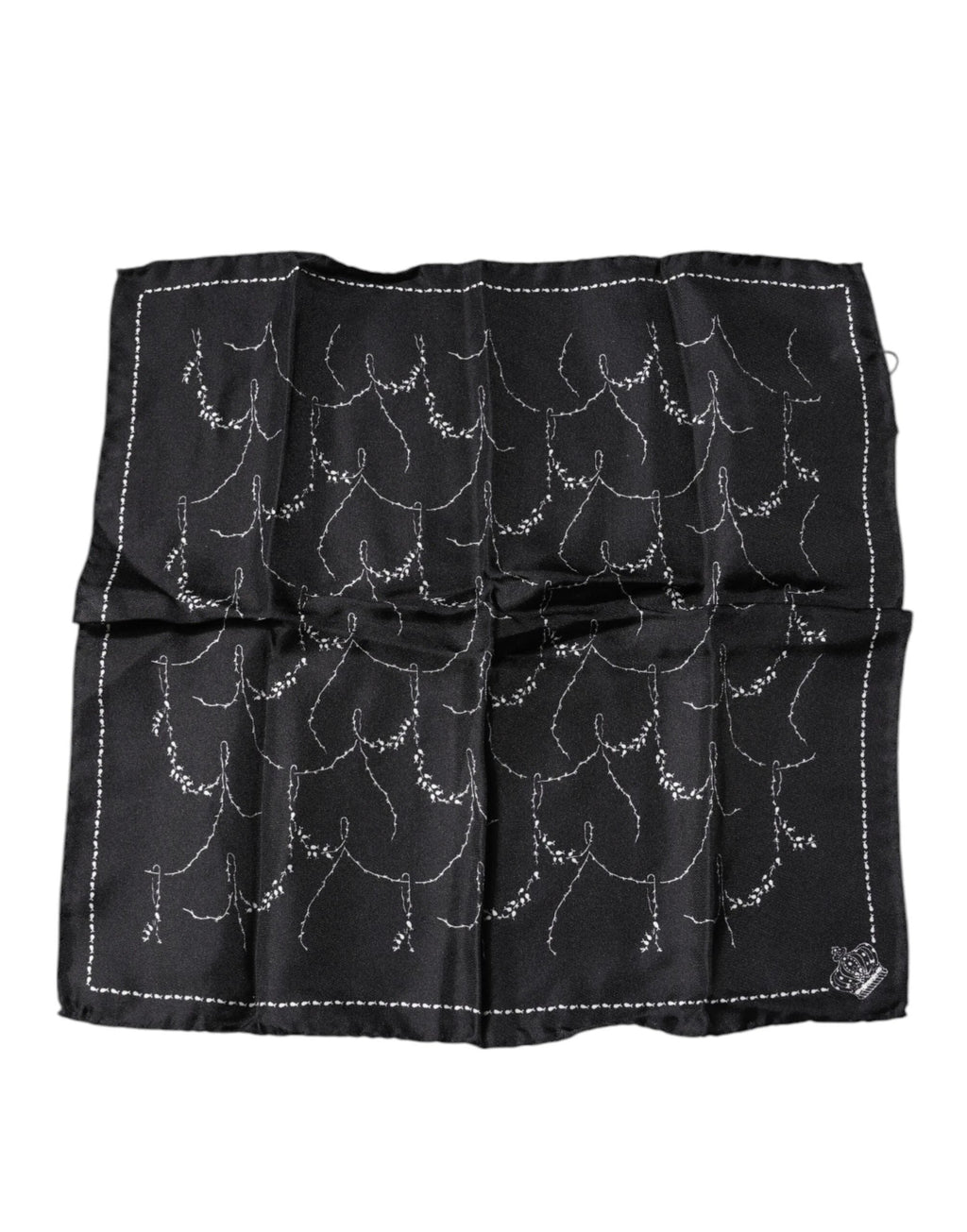 Dolce & Gabbana Black Patterned Silk Handkerchief Scarf by Dolce & Gabbana