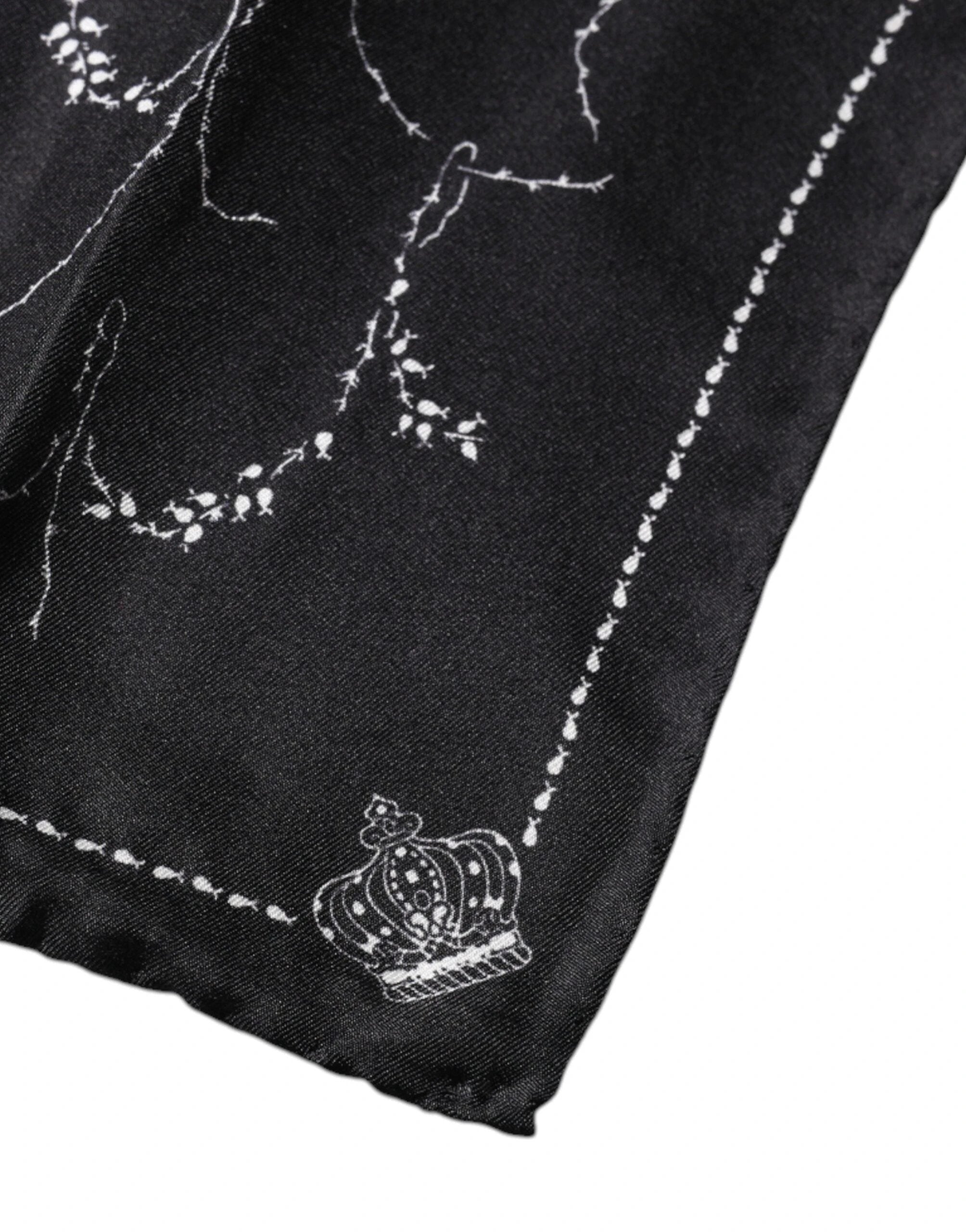 Dolce & Gabbana Black Patterned Silk Handkerchief Scarf by Dolce & Gabbana