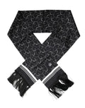 Dolce & Gabbana Black Patterned Skinny Fringes Shawl Scarf by Dolce & Gabbana