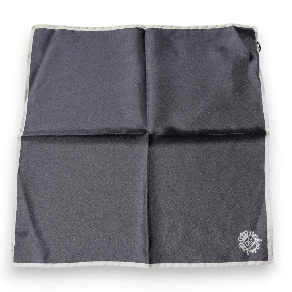 Dolce & Gabbana Gray Crown Logo Square Handkerchief Scarf by Dolce & Gabbana