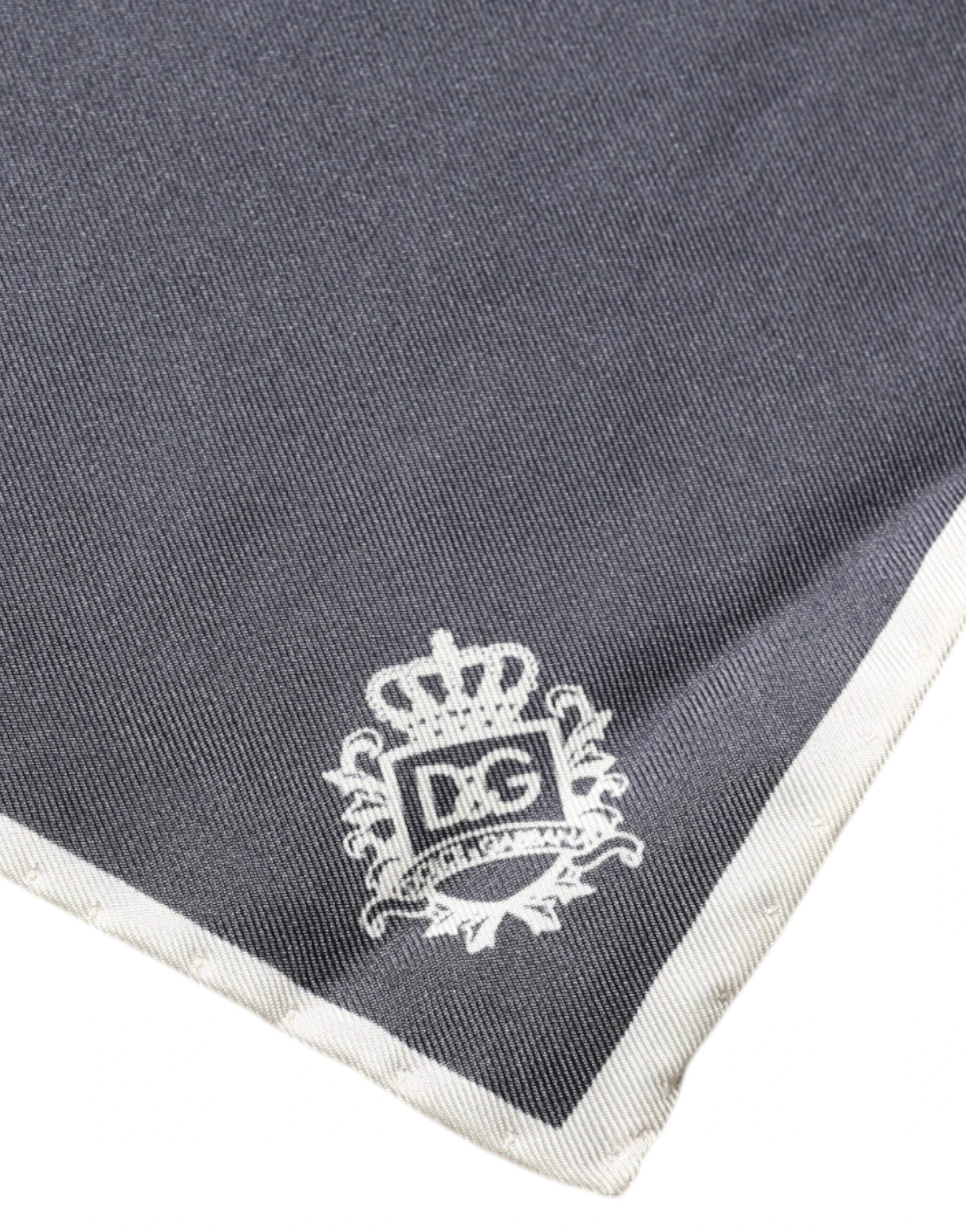 Dolce & Gabbana Gray Crown Logo Square Handkerchief Scarf by Dolce & Gabbana
