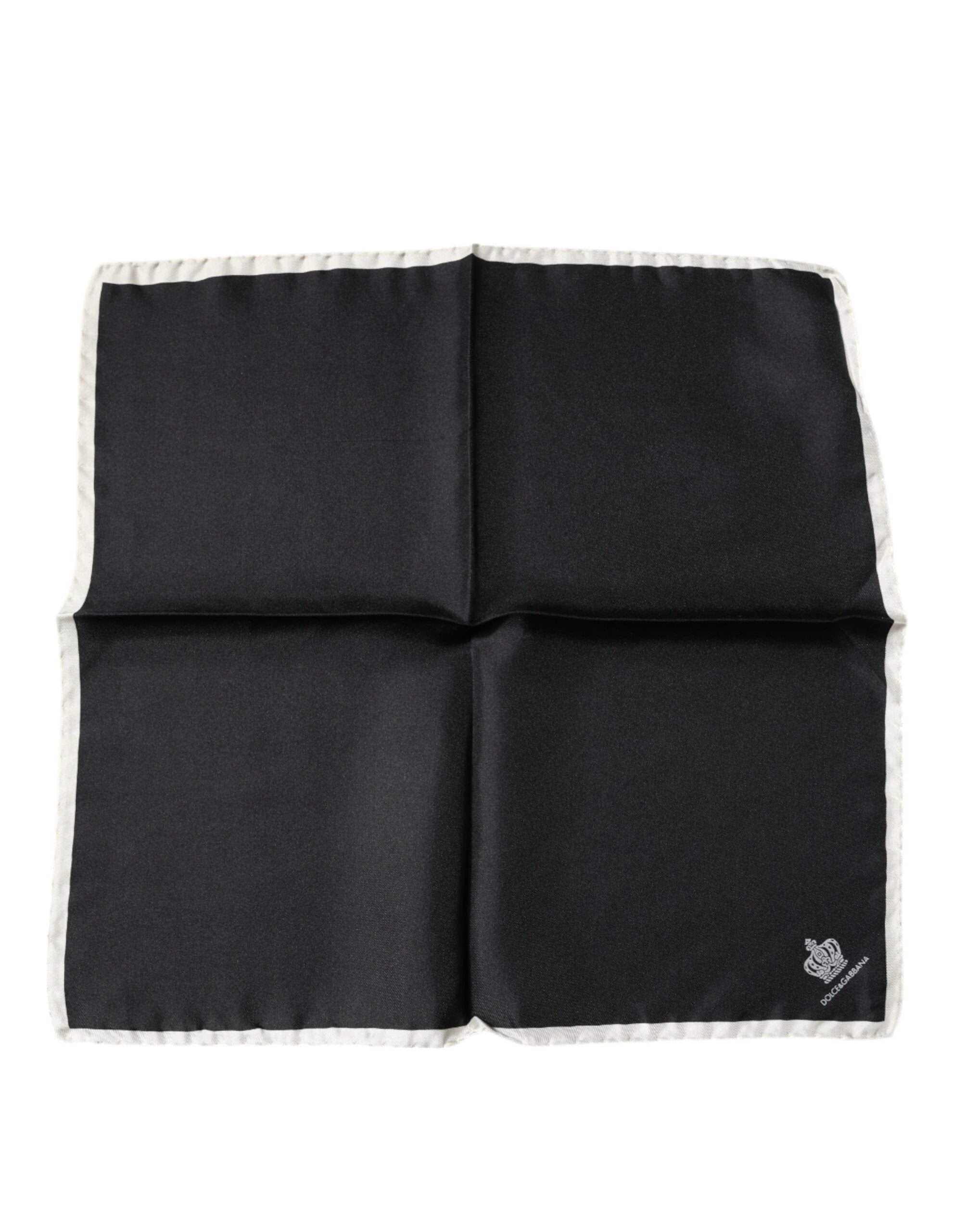 Dolce & Gabbana Black Crown Logo Square Handkerchief Scarf by Dolce & Gabbana